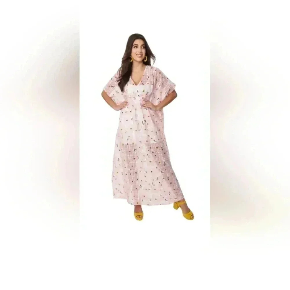 Unique Vintage Pink Floral Caftan O/S NWT